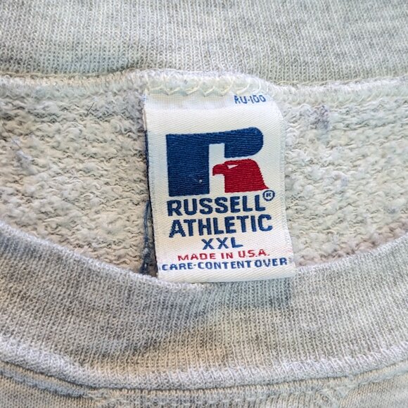 Vintage Grey Russell Athletics Blank Crewneck Made in USA - Size XXL - Picture 2 of 4